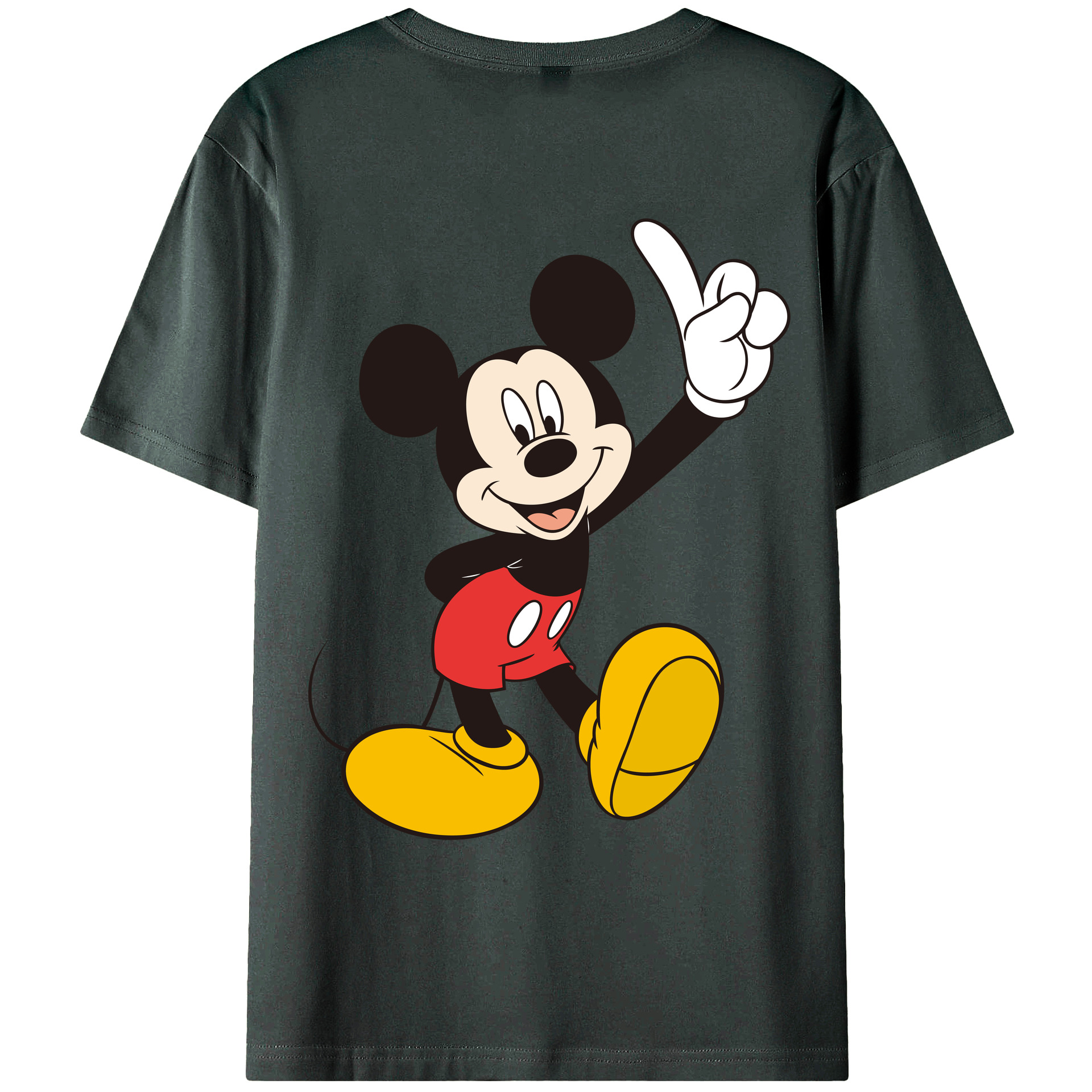 ミッキーマウス Mickey Mouse 綿100％ メンズ半袖Tシャツ（バックプリント） 通気性